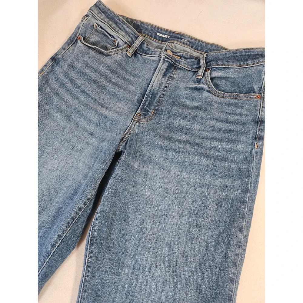 Old Navy OG Loose High Rise Jeans Womens 14 Medium Wash Straight Leg Denim